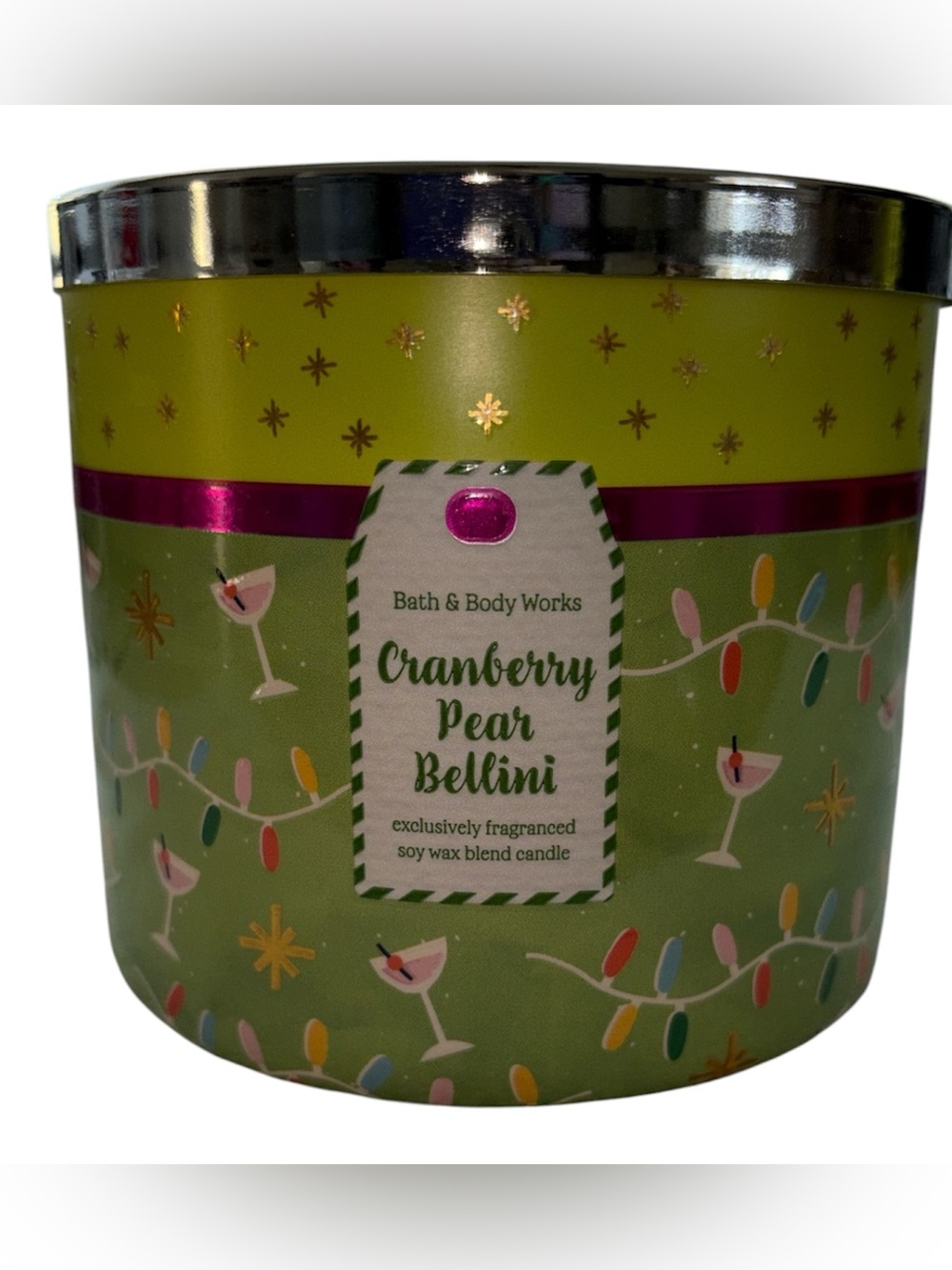 Bath & Body Works Cranberry Pear Bellini Candle 14.5 oz jar 3 wick NWT